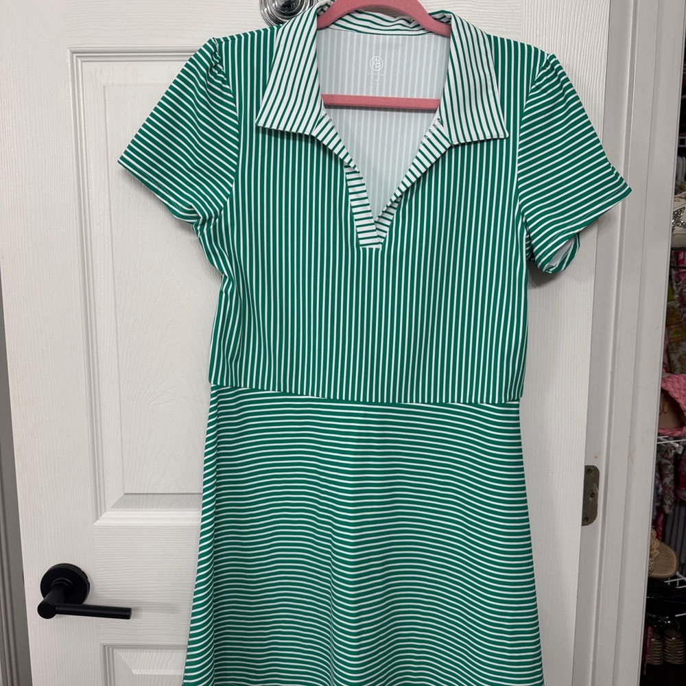 Addison Bay Green and White Striped Active Dress XL (fits like medium) - Picture 2 of 5